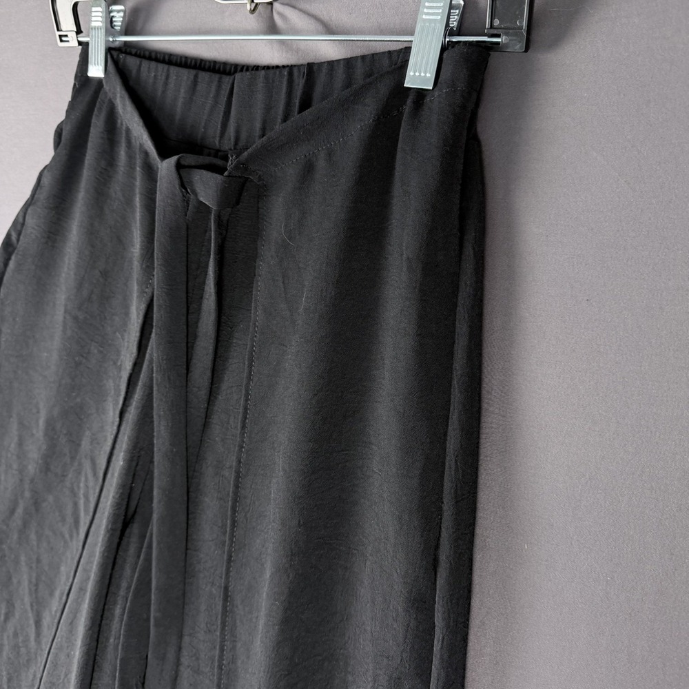 ZARA Black Wide Leg Flowy Palazzo Pants Tie Waist Resortwear Vacation Women's M - Picture 5 of 10